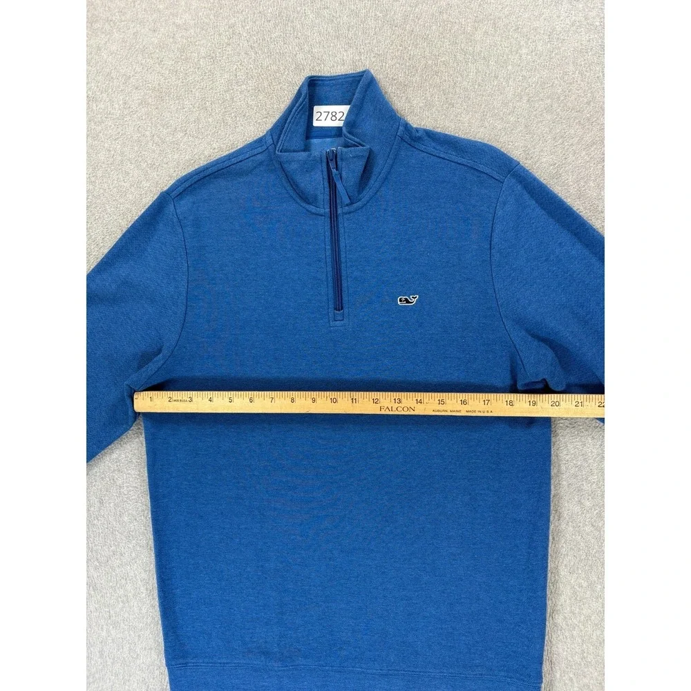 Vineyard Vines‎ Classic Whale 1/4 Zip Cotton Blend Sweater (Men's Small) Blue
